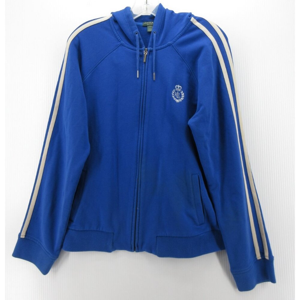 Lauren Ralph Lauren Jacket Large Active Track Hoodie Crest RLL *